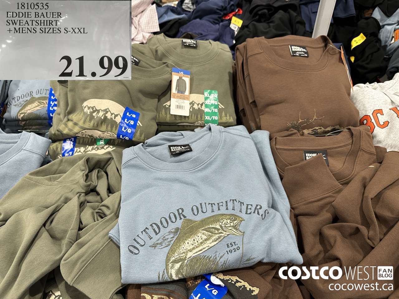 1810535 EDDIE BAUER SWEATSHIRT MENS SIZES S-XXL $21.99