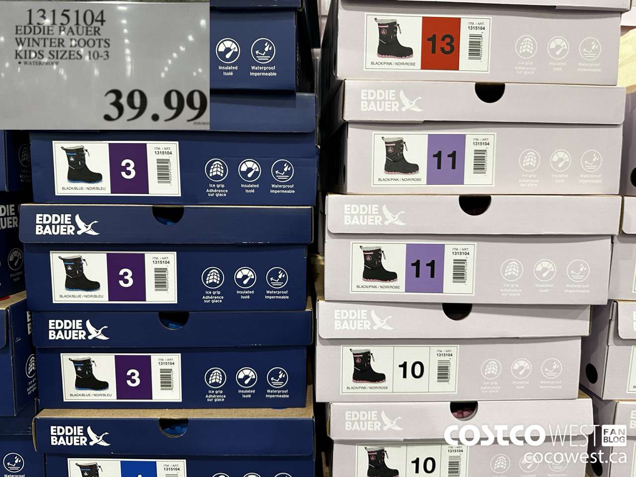 1315104 EDDIE BAUER WINTER BOOTS KID SIZES 10-3 $39.99