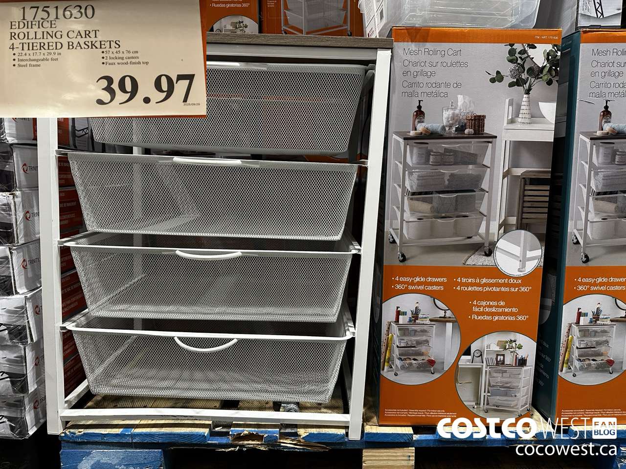 1751630 EDIFICE ROLLING CART 57cm x 45cm x 76cm $39.97