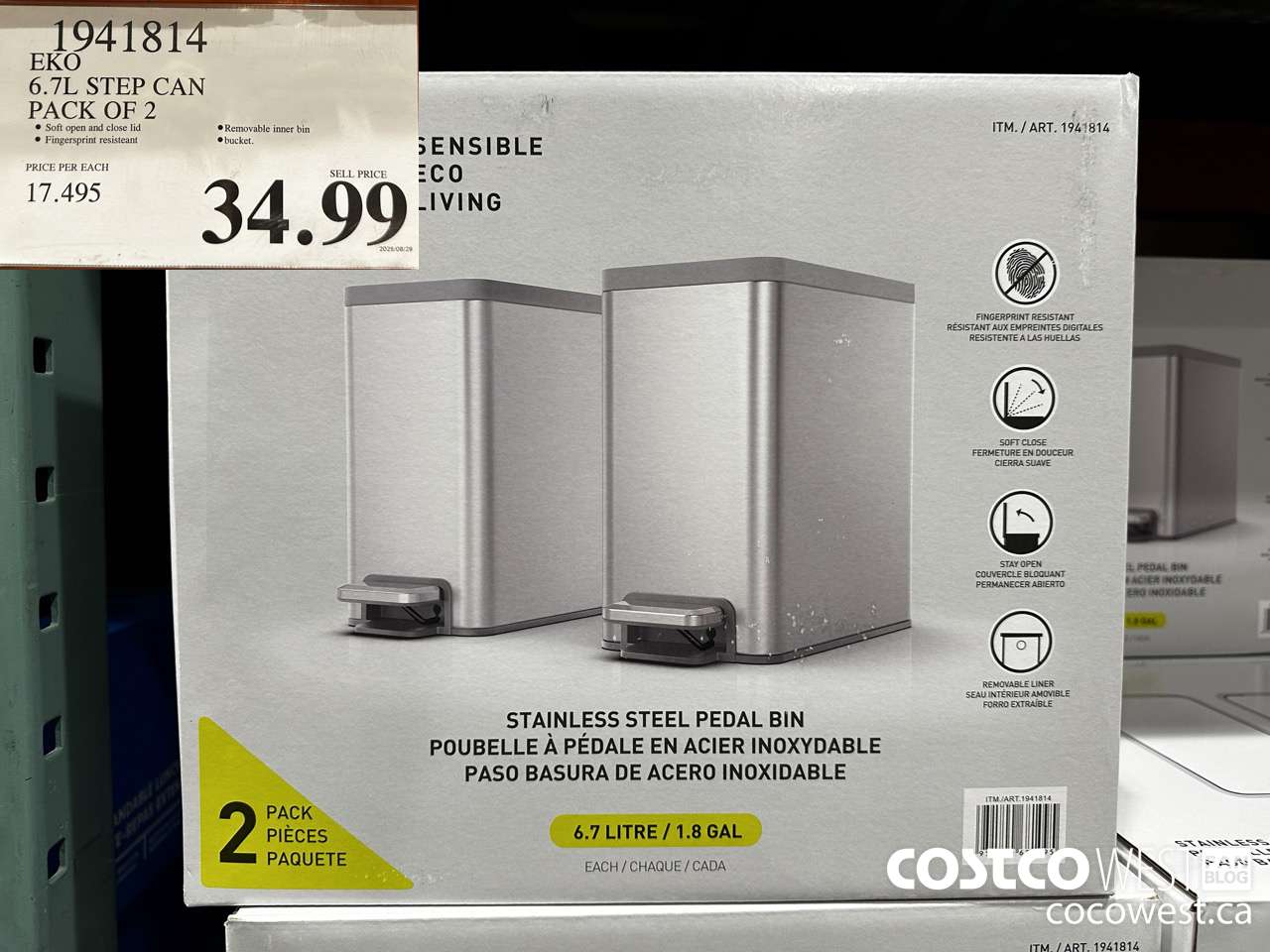 1941814 EKO 6.7L STEP CAN PACK OF 2 $34.99