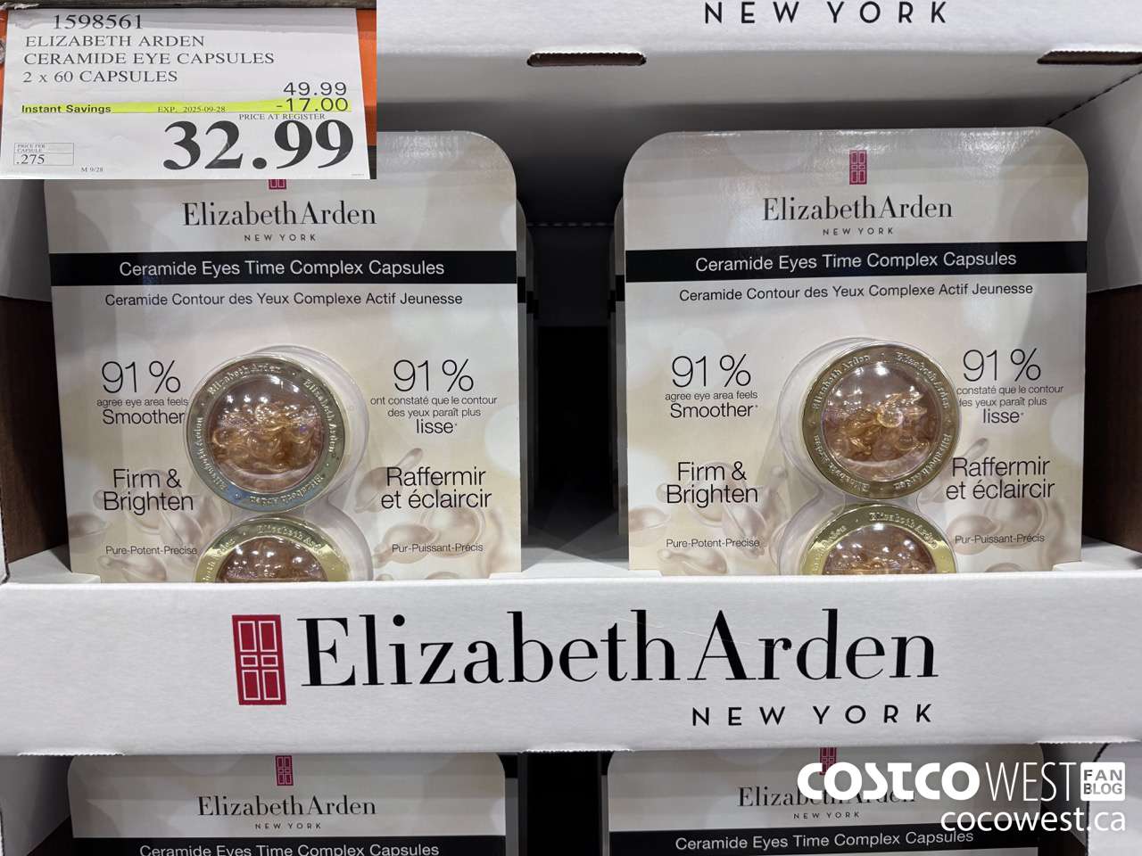 1598561 ELIZABETH ARDEN CERAMIDE EYE CAPSULES 2 X 60 CAPSULES ($17.00 INSTANT SAVINGS EXPIRES ON 2025-09-28) $32.99