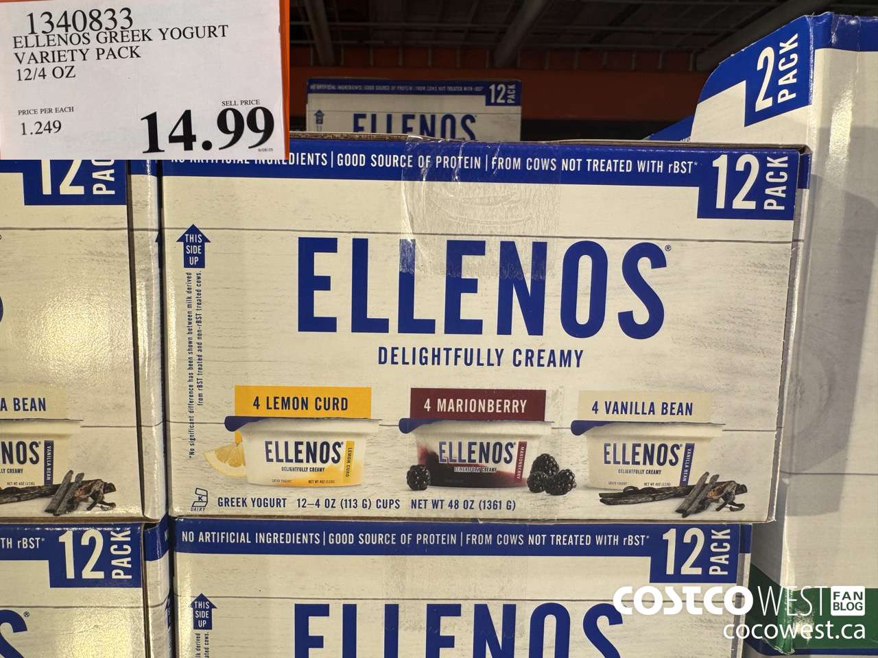 1340833 ELLENOS GREEK YOGURT VARIETY PACK 12/4OZ $14.99