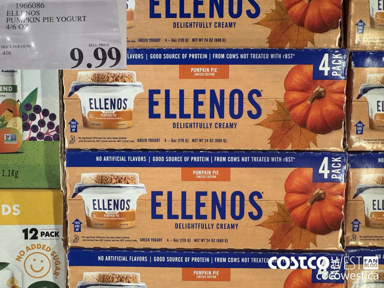 1966086 ELLENOS PUMPKIN PIE YOGURT 4/6 OZ $9.99