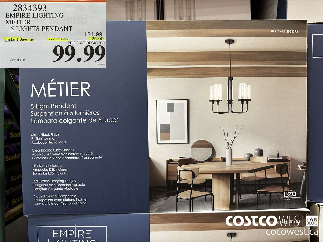 2834393 EMPIRE LIGHTING METIER 5 LIGHTS PENDANT ($25.00 INSTANT SAVINGS EXPIRES ON 2025-09-24) $99.99