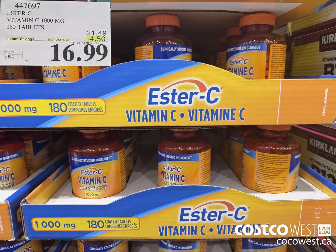 447697 ESTER-C VITAMIN C 1000 MG 180 TABLETS ($4.50 INSTANT SAVINGS EXPIRES ON 2025-09-28) $16.99