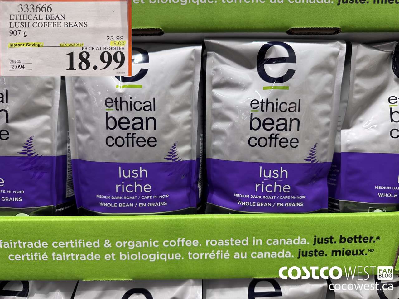 333666 ETHICAL BEAN ORGANIC LUSH COFFEE BEANS 908 g ($5.00 INSTANT SAVINGS EXPIRES ON 2025-09-28) $18.99
