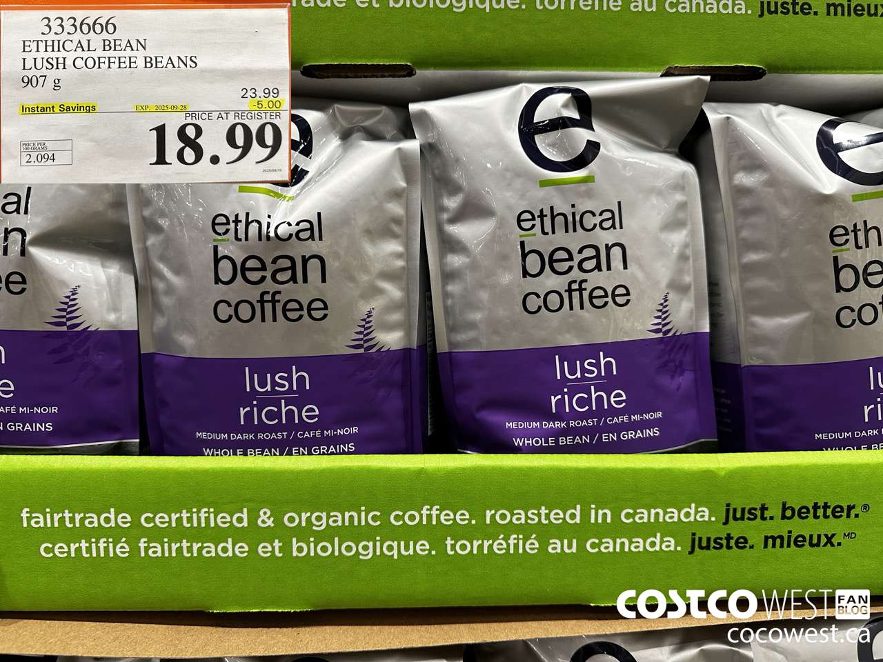 333666 ETHICAL BEAN ORGANIC LUSH COFFEE BEANS 908 g ($5.00 INSTANT SAVINGS EXPIRES ON 2025-09-28) $18.99