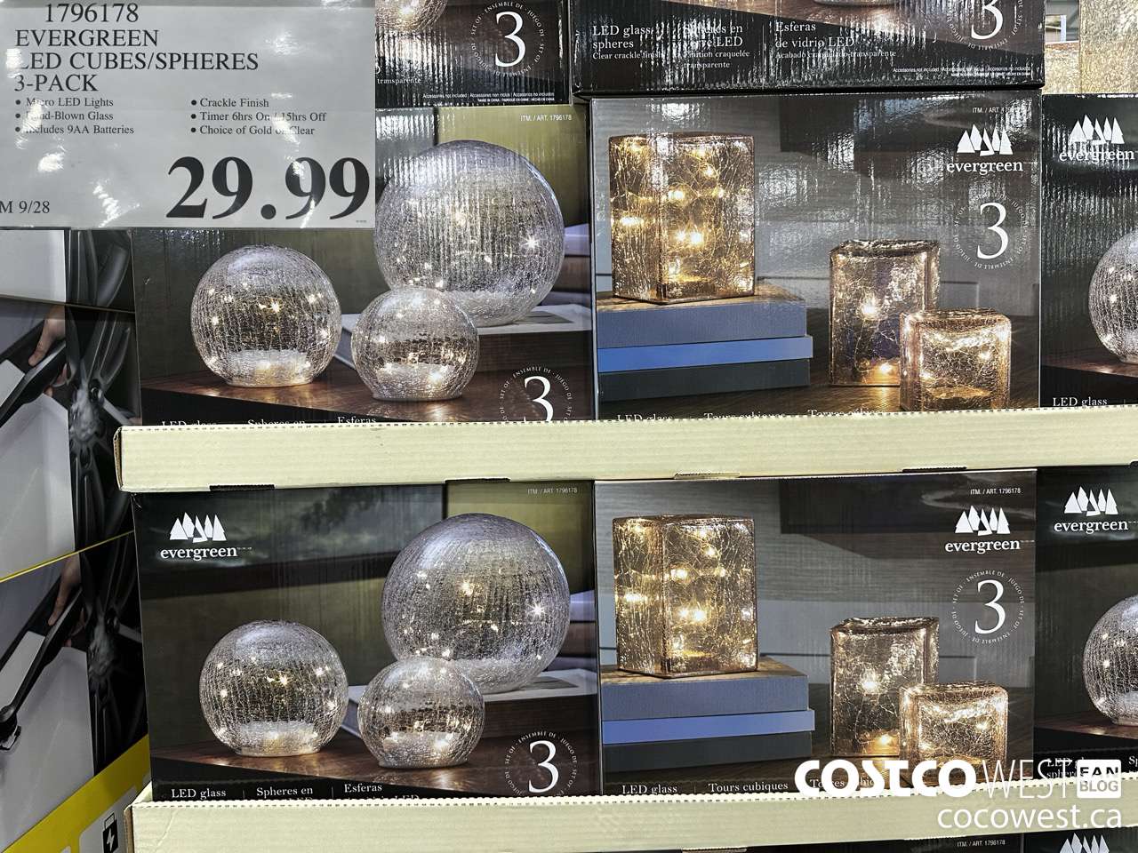 1796178 EVERGREEN LED CUBES/SPHERES 3-PACK $29.99