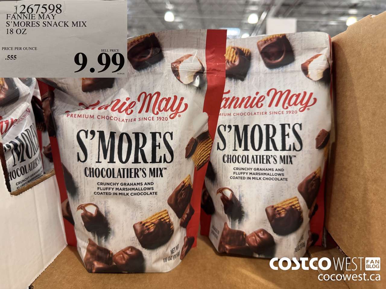 1267598 FANNIE MAY S'MORES SNACK MIX 18 OZ $9.99