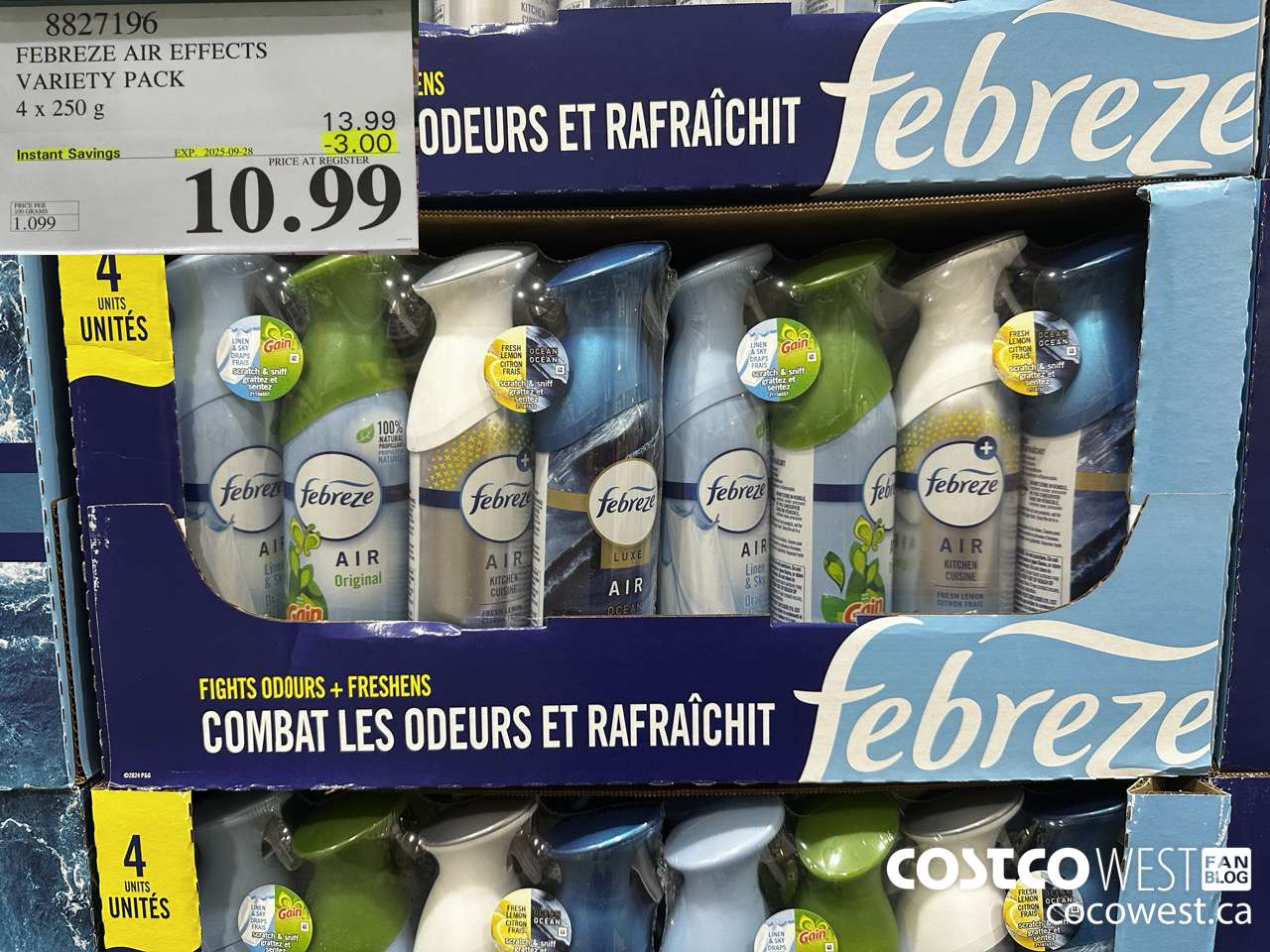 8827196 FEBREZE AIR EFFECTS VARIETY PACK 4 X 250 G ($3.00 INSTANT SAVINGS EXPIRES ON 2025-09-28) $10.99
