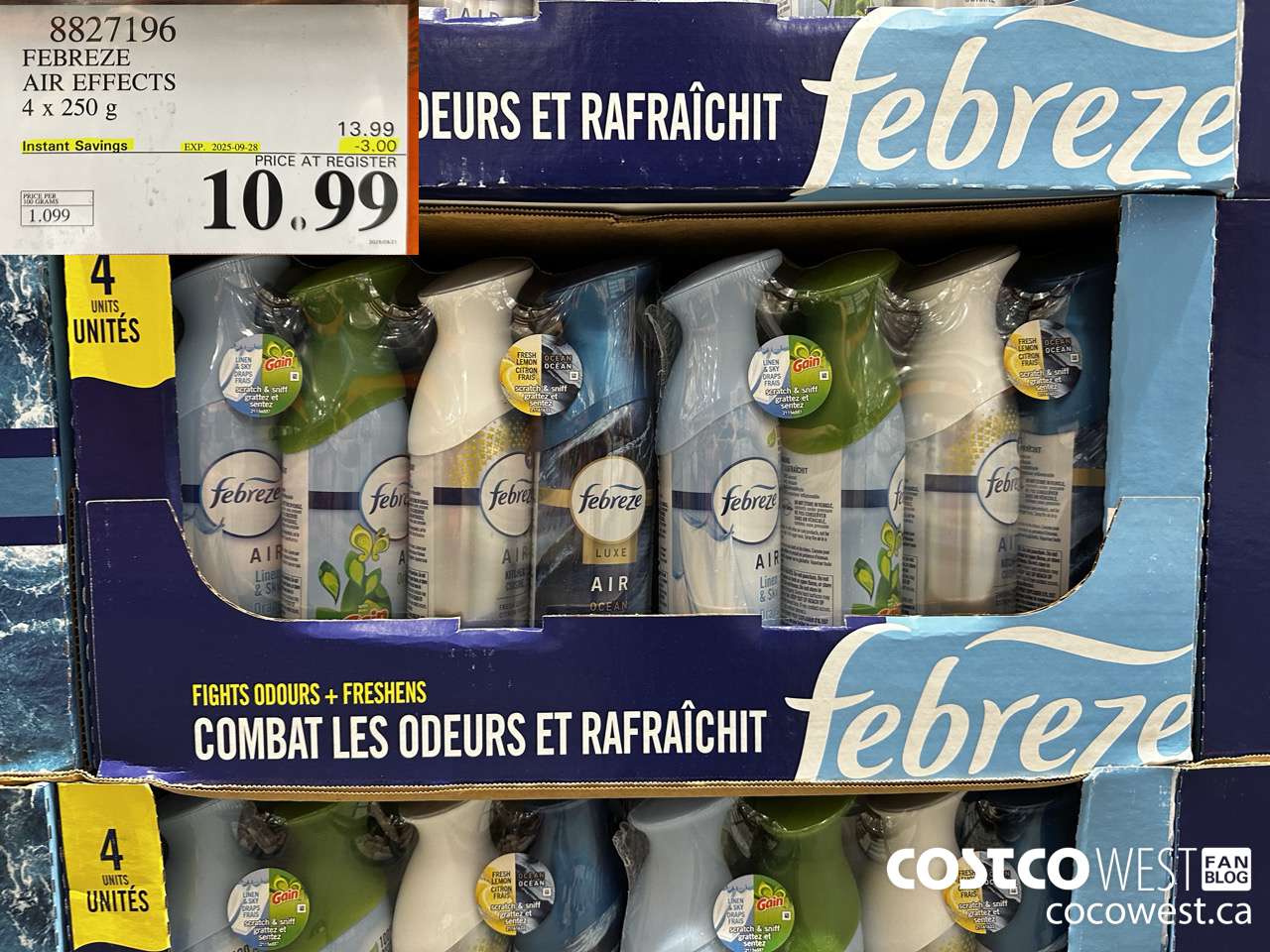 8827196 FEBREZE AIR EFFECTS VARIETY PACK 4 X 250 G ($3.00 INSTANT SAVINGS EXPIRES ON 2025-09-28) $10.99