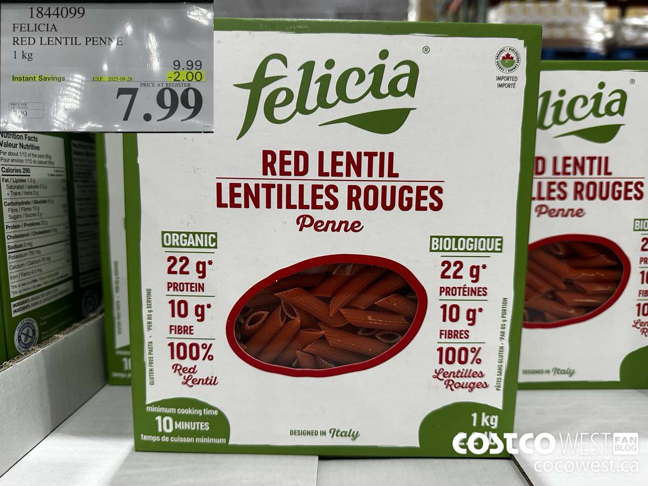 1844099 FELICIA RED LENTIL PENNE 1KG ($2.00 INSTANT SAVINGS EXPIRES ON 2025-09-28) $7.99
