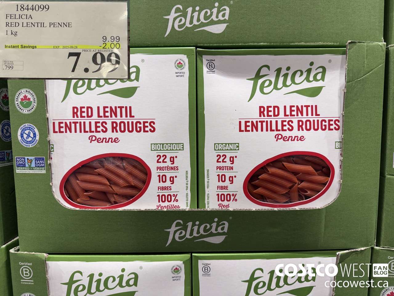 1844099 FELICIA RED LENTIL PENNE 1KG ($2.00 INSTANT SAVINGS EXPIRES ON 2025-09-28) $7.99