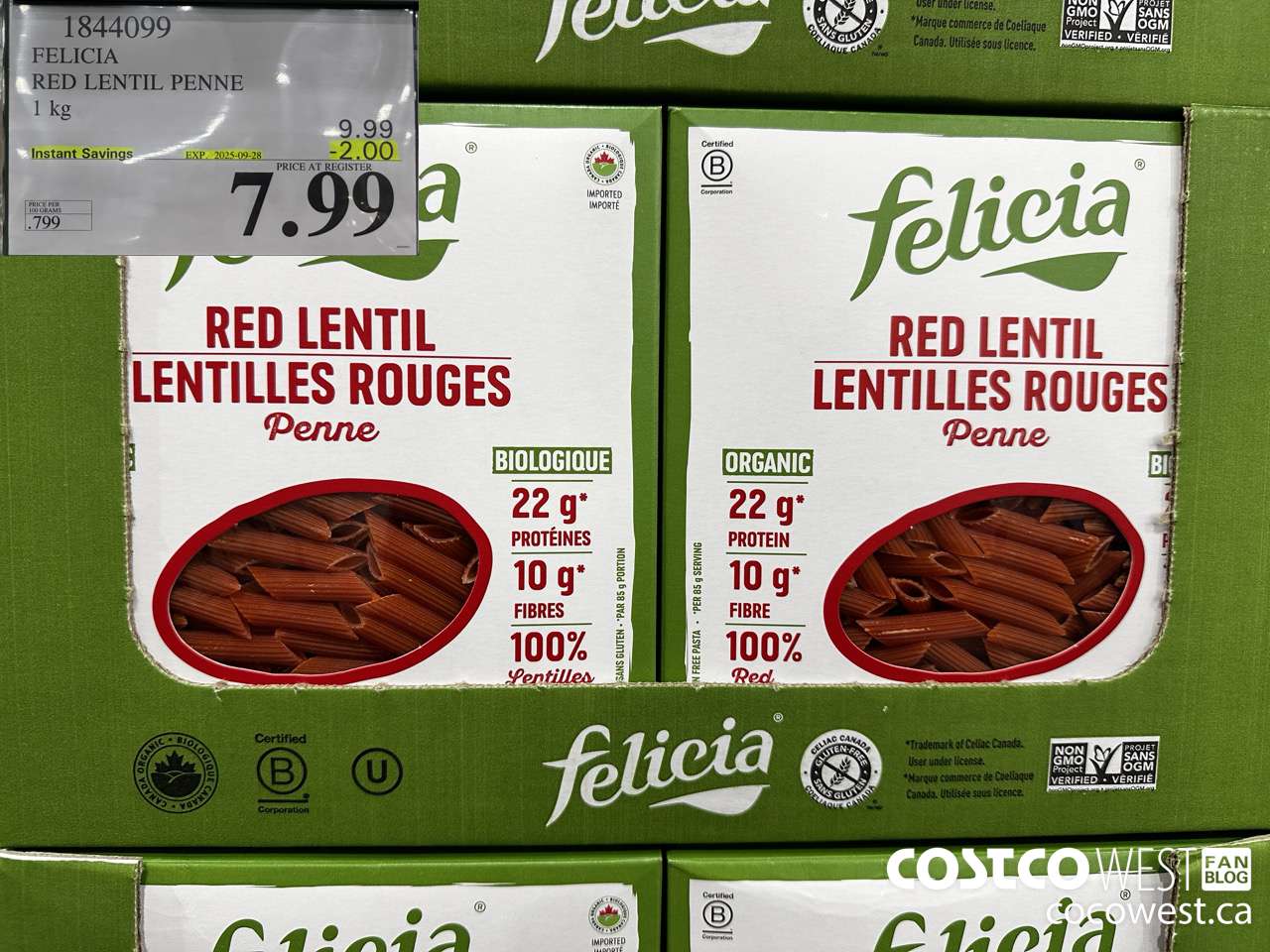 1844099 FELICIA RED LENTIL PENNE 1KG ($2.00 INSTANT SAVINGS EXPIRES ON 2025-09-28) $7.99