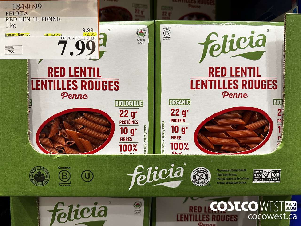 1844099 FELICIA RED LENTIL PENNE 1KG ($2.00 INSTANT SAVINGS EXPIRES ON 2025-09-28) $7.99