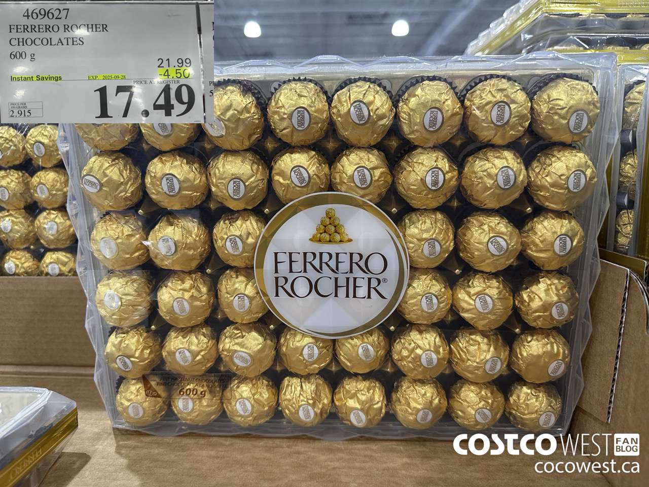 469627 FERRERO ROCHER CHOCOLATES 600 G ($4.50 INSTANT SAVINGS EXPIRES ON 2025-09-28) $17.49