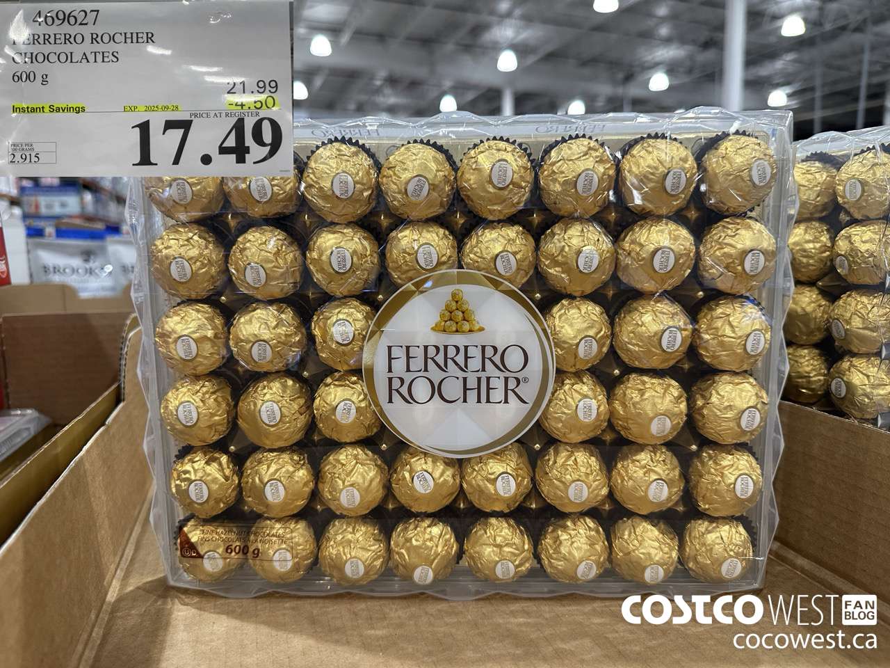 469627 FERRERO ROCHER CHOCOLATES 600 G ($4.50 INSTANT SAVINGS EXPIRES ON 2025-09-28) $17.49