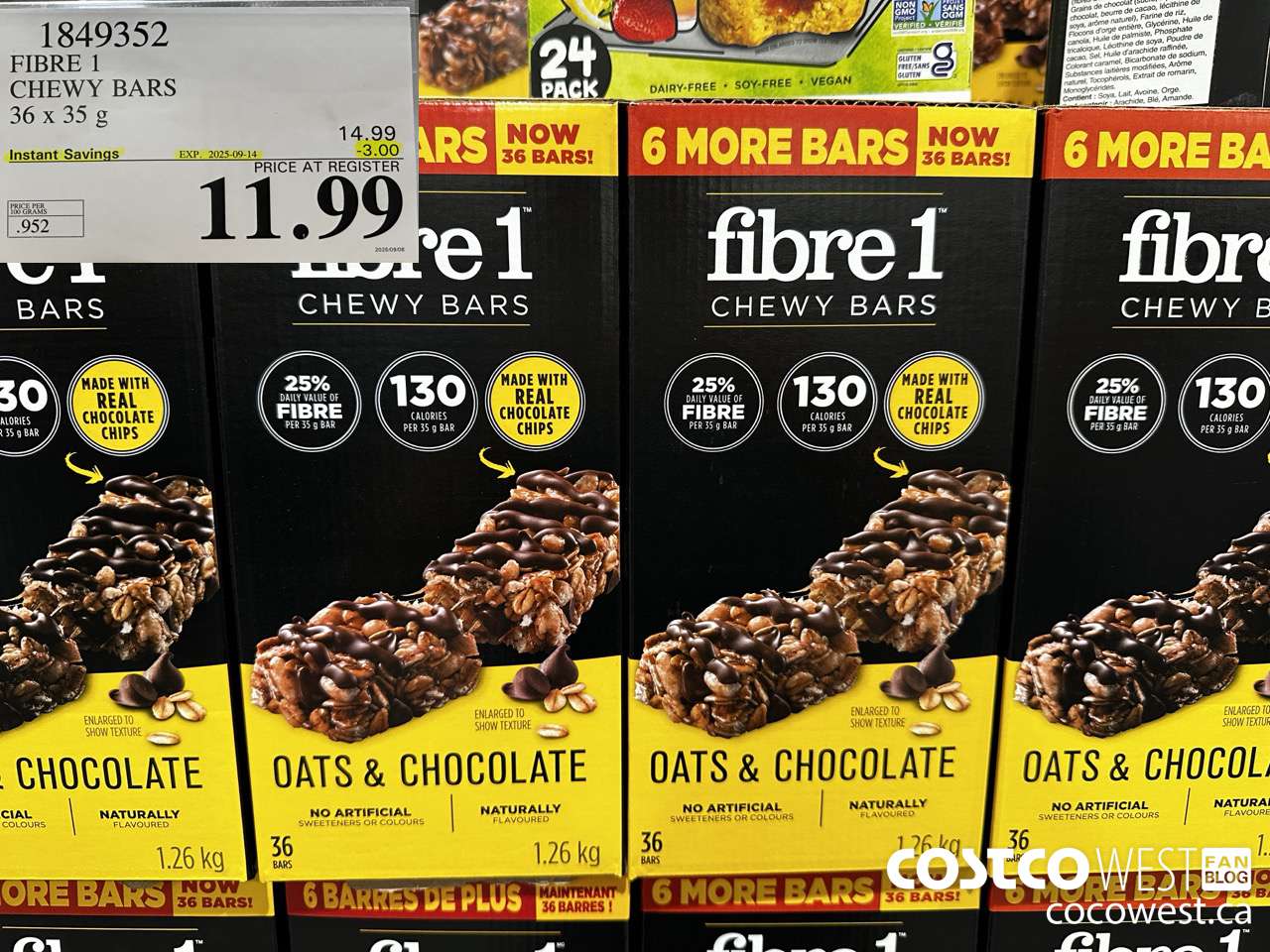 1849352 FIBRE 1 OATS & CHOCOLATE 36 X 35G ($3.00 INSTANT SAVINGS EXPIRES ON 2025-09-14) $11.99