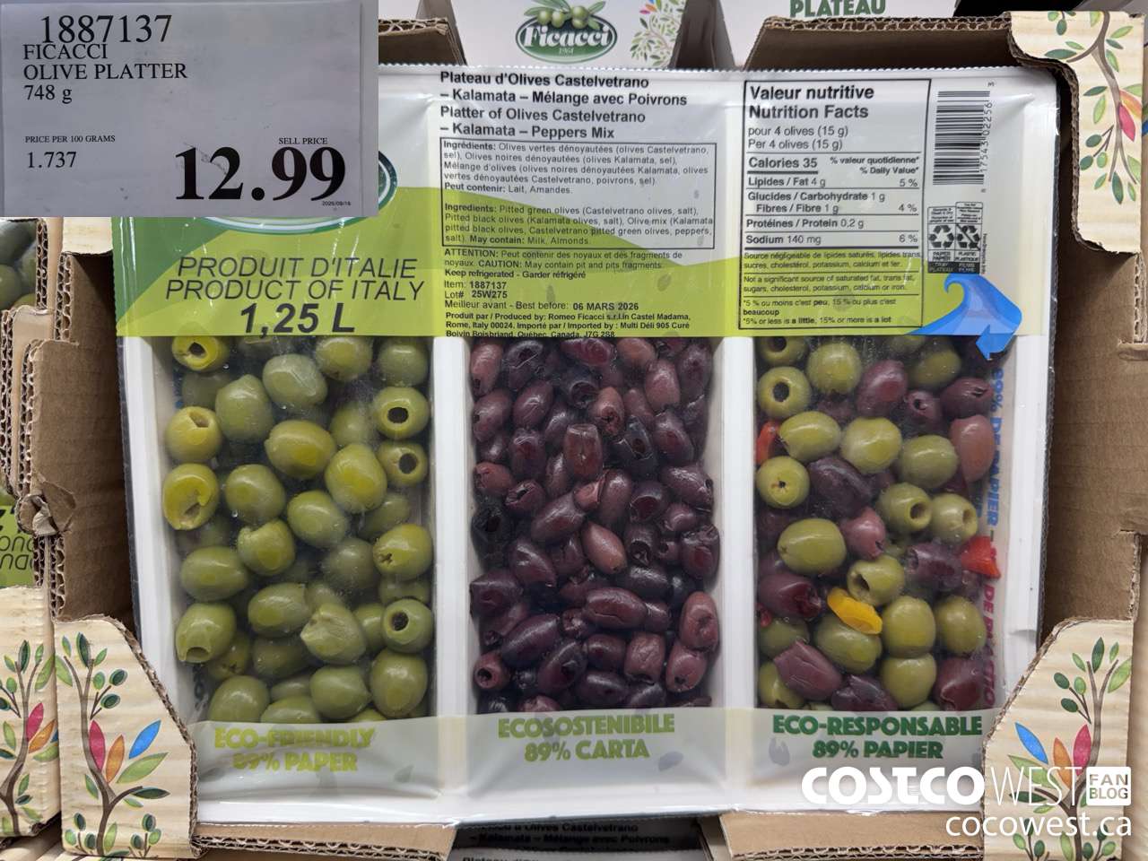 1887137 FICACCI OLIVE PLATTER 748G $12.99