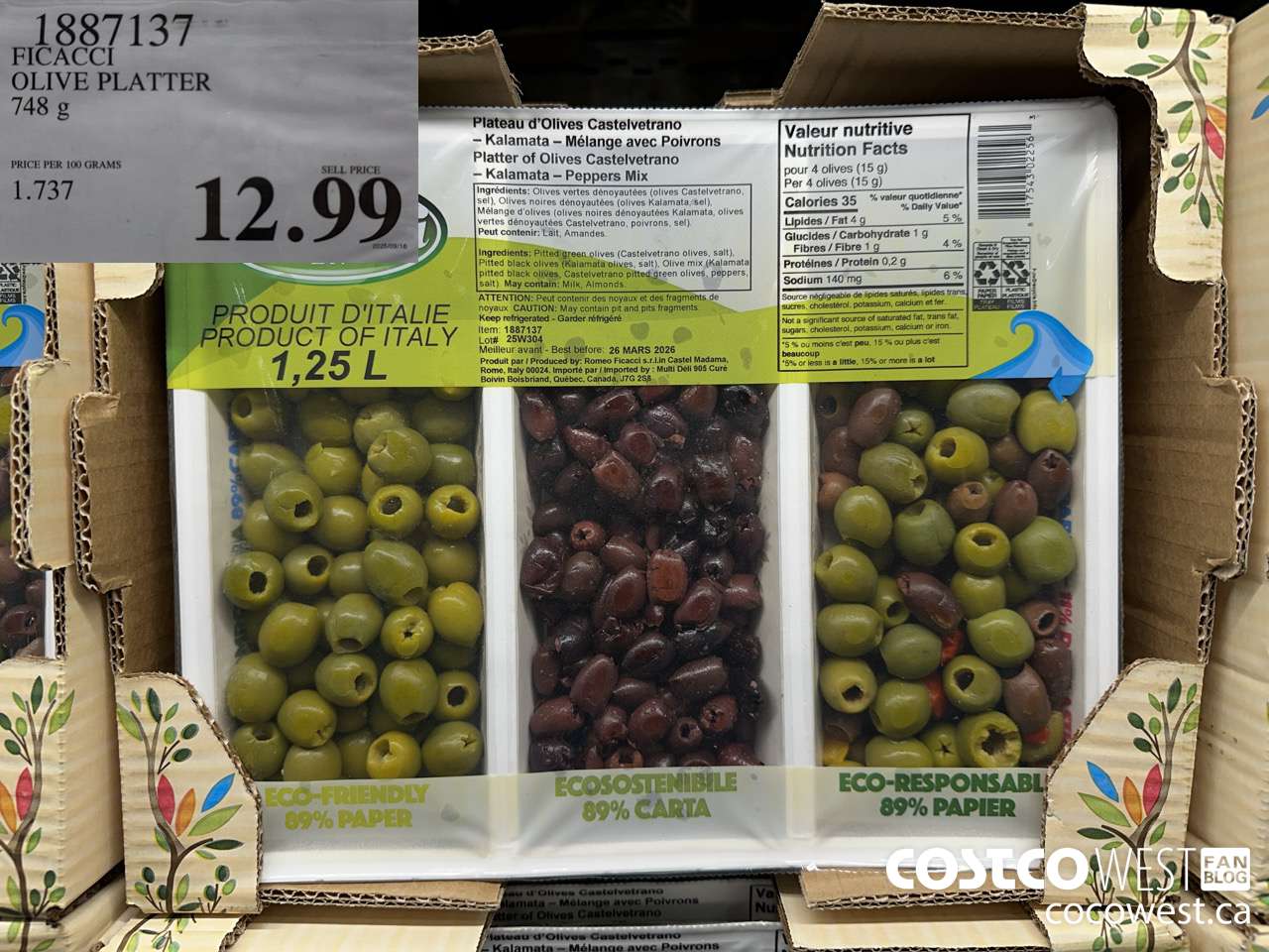 1887137 FICACCI OLIVE PLATTER 748G $12.99