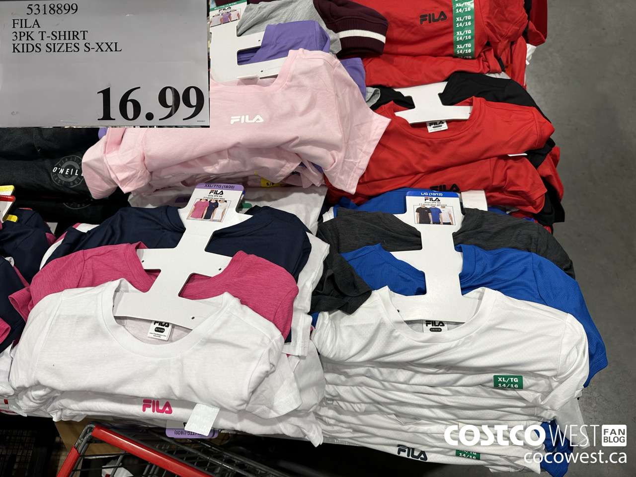 5318899 FILA 3PK T-SHIRT KIDS SIZES S-XXL $16.99