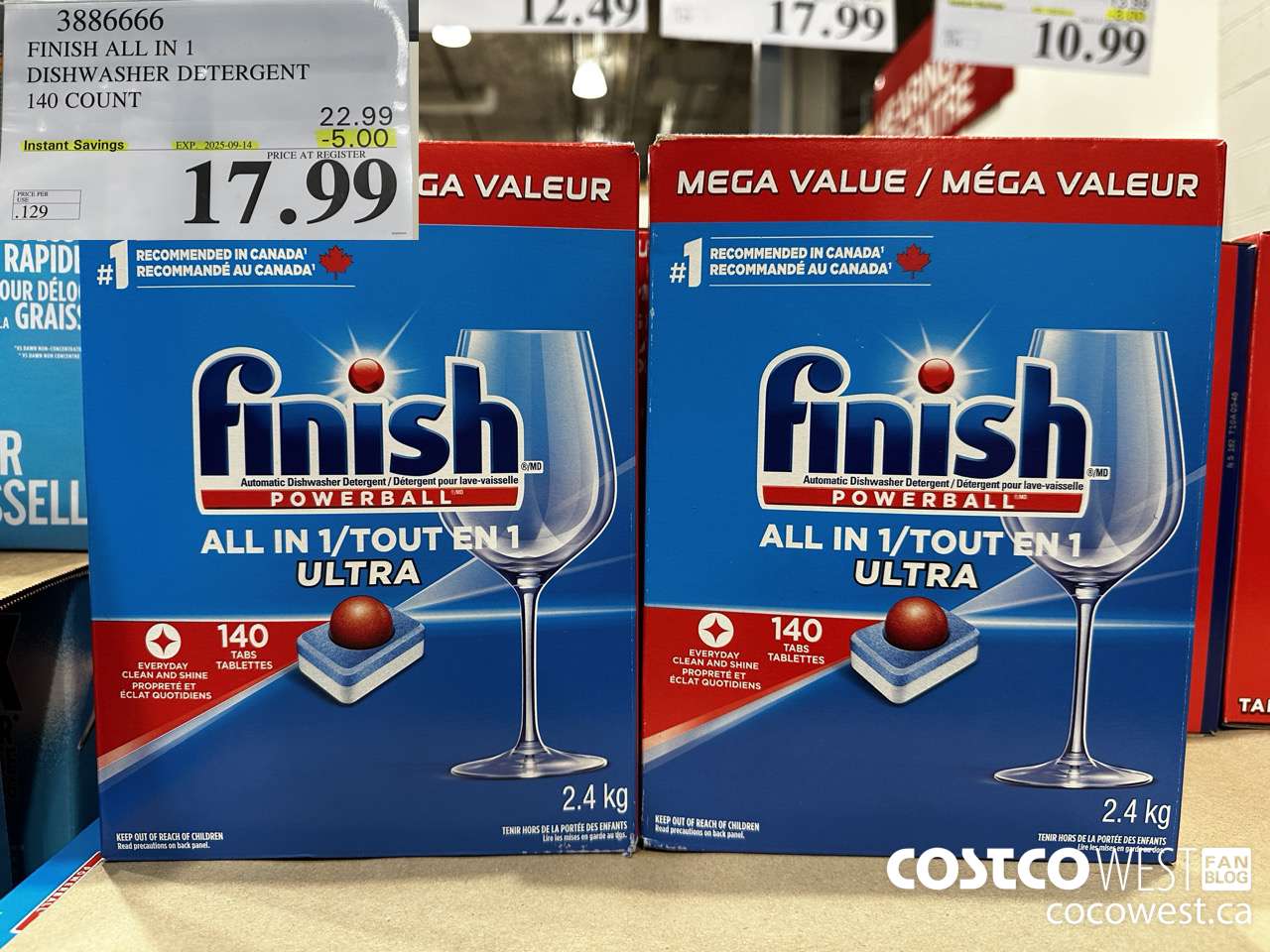 3886666 FINISH ALL IN 1 DISHWASHER DETERGENT 140 COUNT ($5.00 INSTANT SAVINGS EXPIRES ON 2025-09-14) $17.99