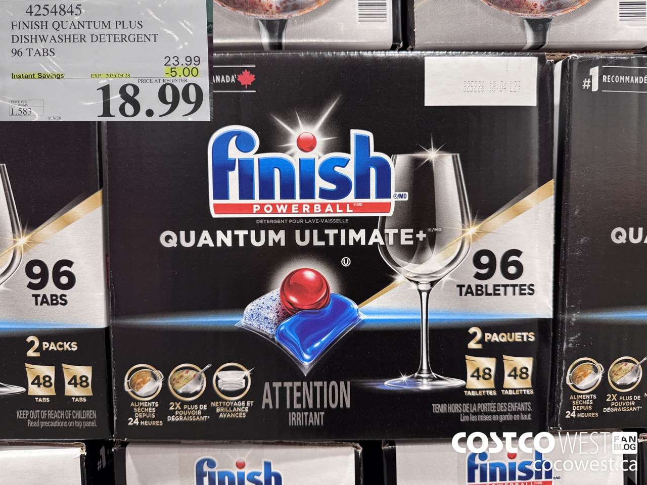 4254845 FINISH QUANTUM PLUS DISHWASHER DETERGENT 96 TABS ($5.00 INSTANT SAVINGS EXPIRES ON 2025-09-28) $18.99