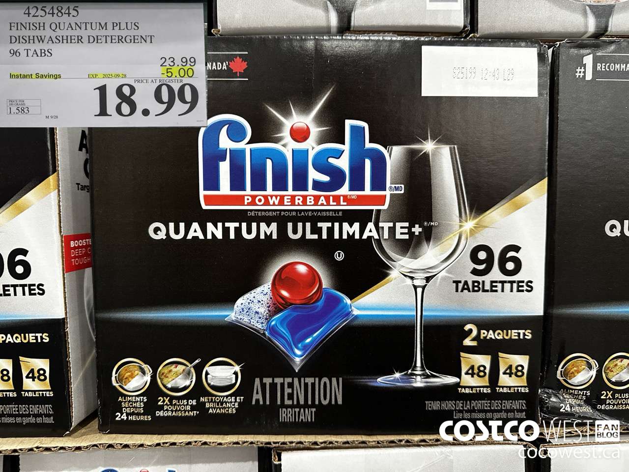 4254845 FINISH QUANTUM PLUS DISHWASHER DETERGENT 96 TABS ($5.00 INSTANT SAVINGS EXPIRES ON 2025-09-28) $18.99