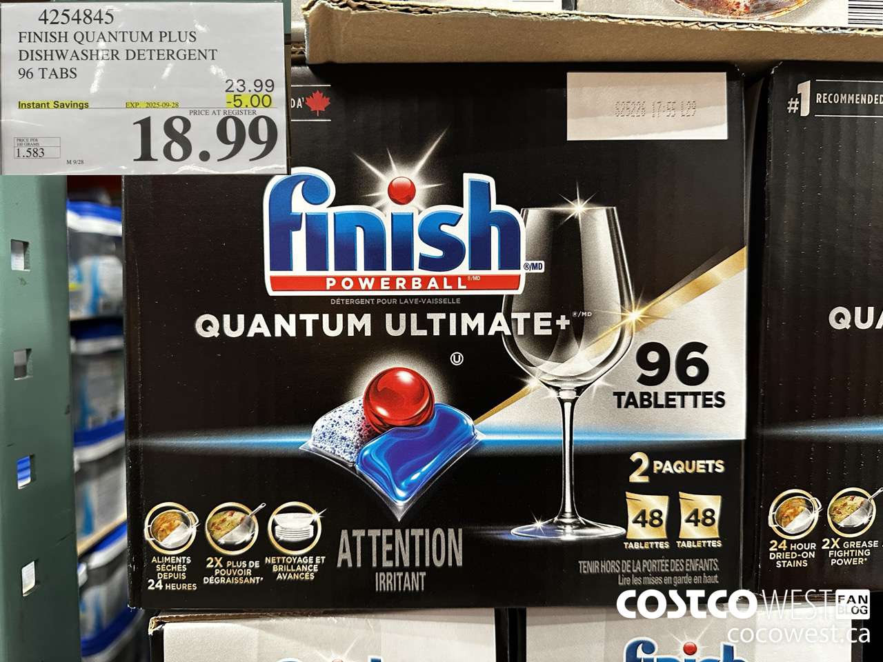 4254845 FINISH QUANTUM PLUS DISHWASHER DETERGENT 96 TABS ($5.00 INSTANT SAVINGS EXPIRES ON 2025-09-28) $18.99