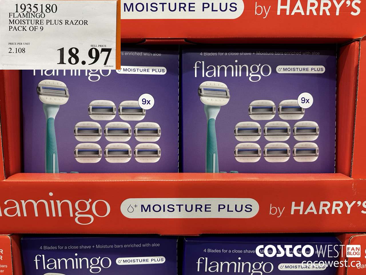 1935180 FLAMINGO MOISTURE PLUS RAZOR PACK OF 9 $18.97