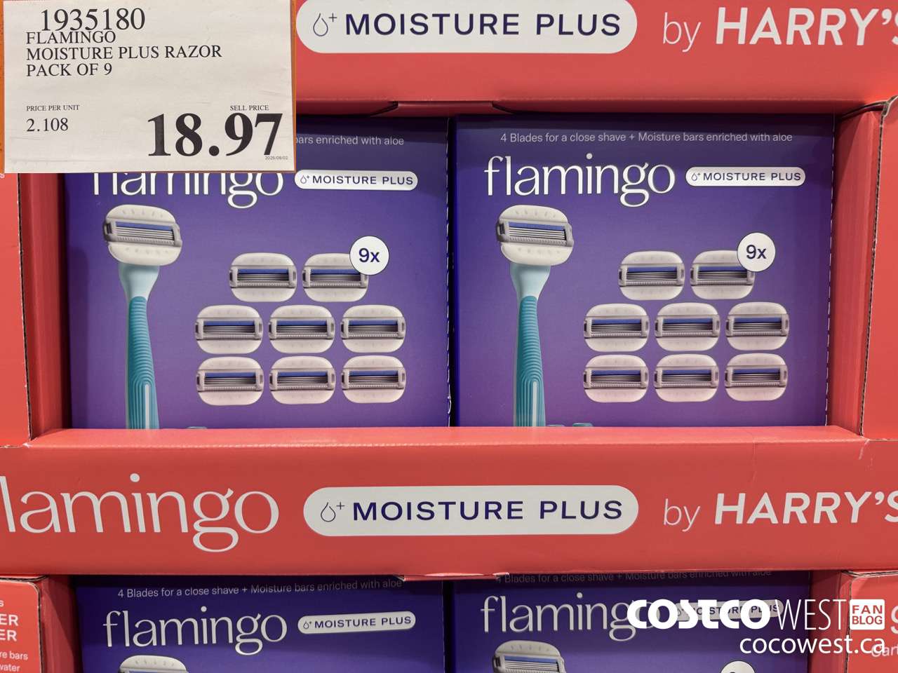 1935180 FLAMINGO MOISTURE PLUS RAZOR PACK OF 9 $18.97