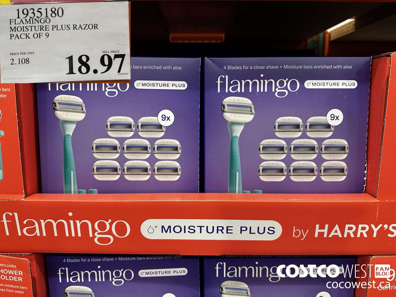 1935180 FLAMINGO MOISTURE PLUS RAZOR PACK OF 9 $18.97