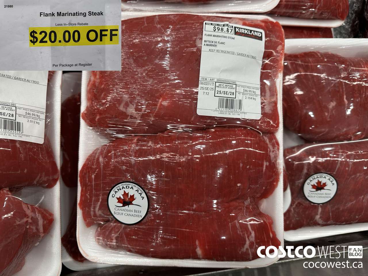 21980 FLANK MARINATING STEAK ($20.00 INSTANT SAVINGS)