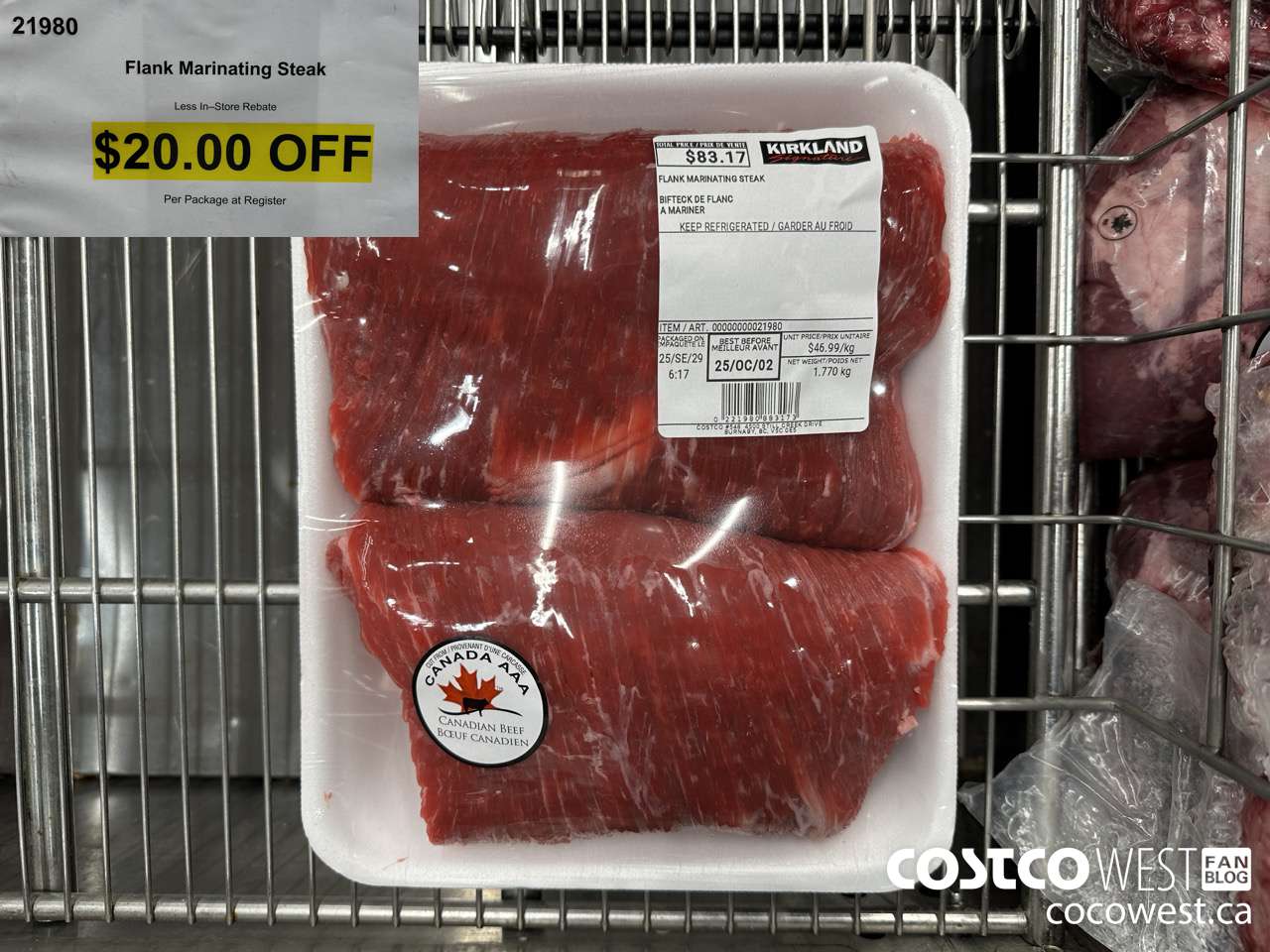 21980 FLANK MARINATING STEAK ($20.00 INSTANT SAVINGS)