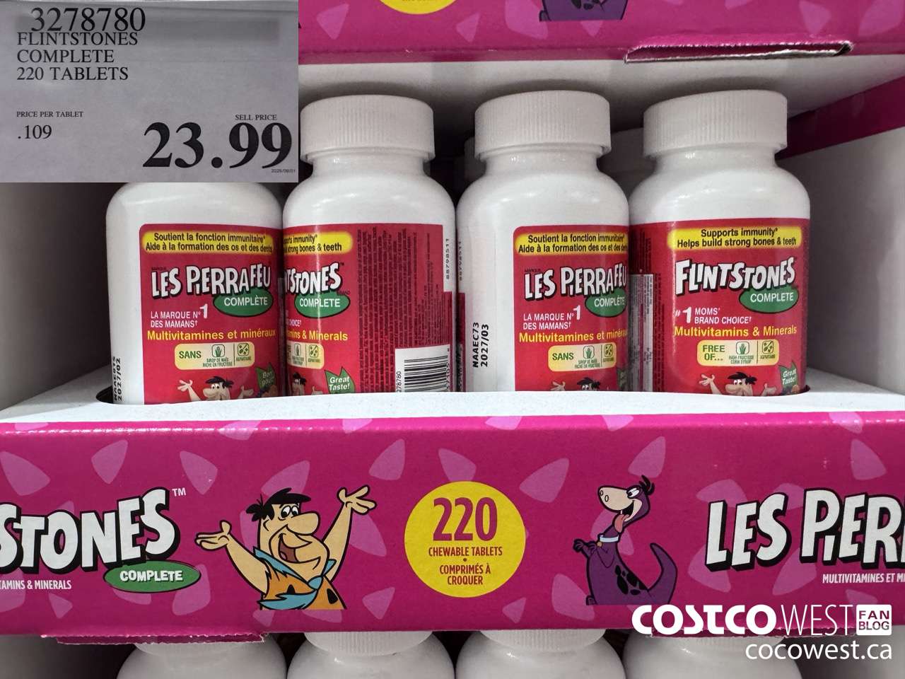 3278780 FLINTSTONES COMPLETE CHILDREN'S VITAMINS 220 TABLETS $23.99