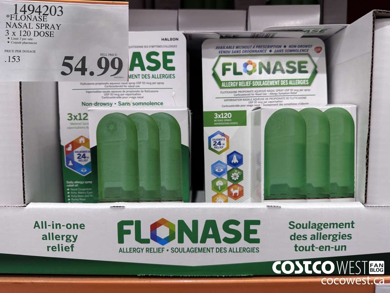 1494203 FLONASE NASAL SPRAY 3 X 120 DOSE $54.99
