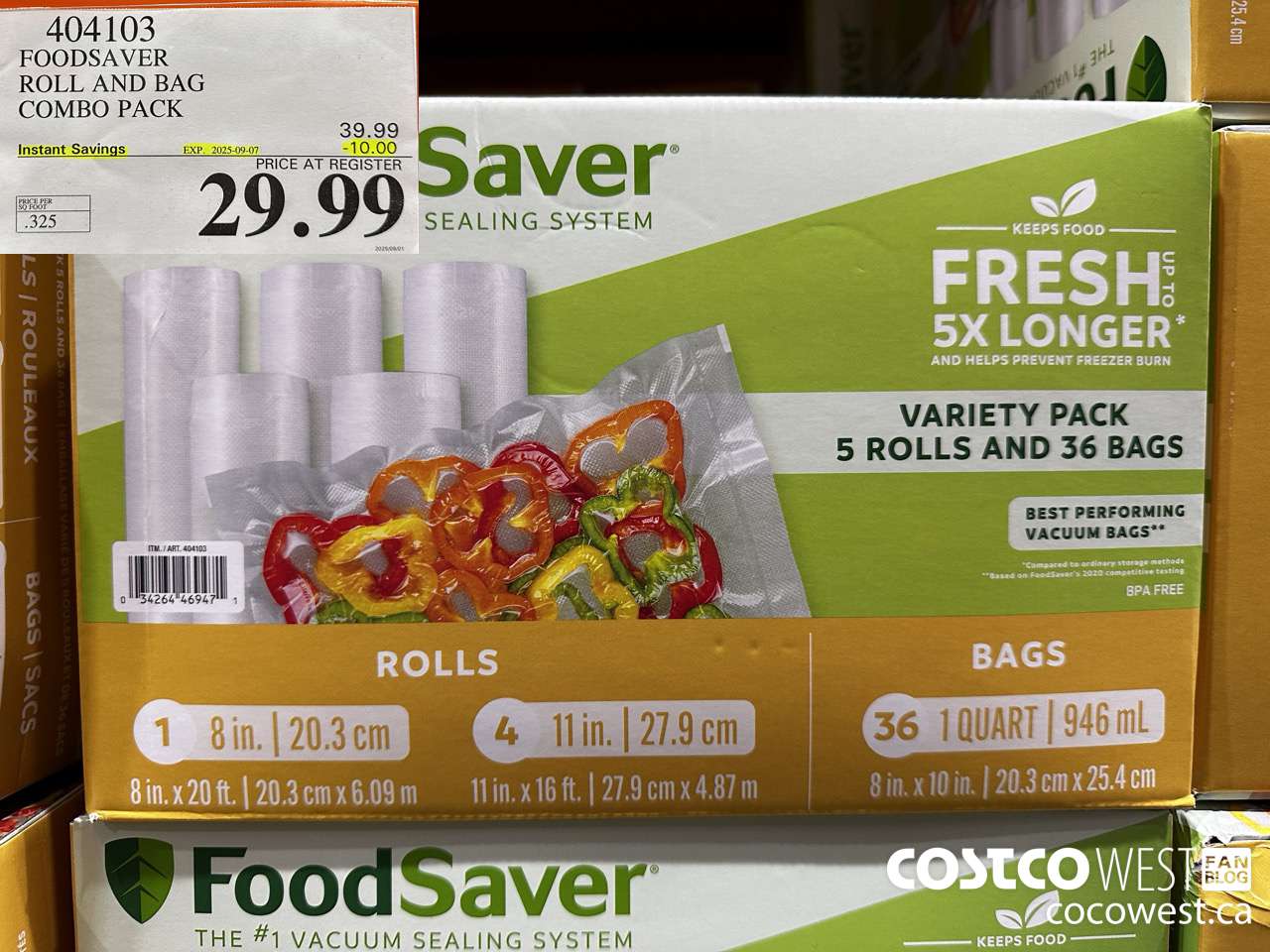404103 FOODSAVER ROLLS AND PRE-CUT BAGS ($10.00 INSTANT SAVINGS EXPIRES ON 2025-09-07) $29.99