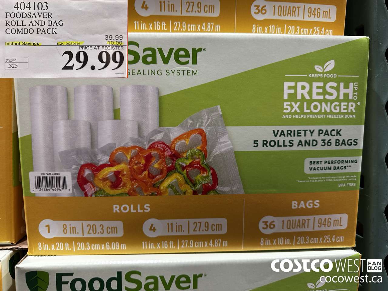 404103 FOODSAVER ROLLS AND PRE-CUT BAGS ($10.00 INSTANT SAVINGS EXPIRES ON 2025-09-07) $29.99