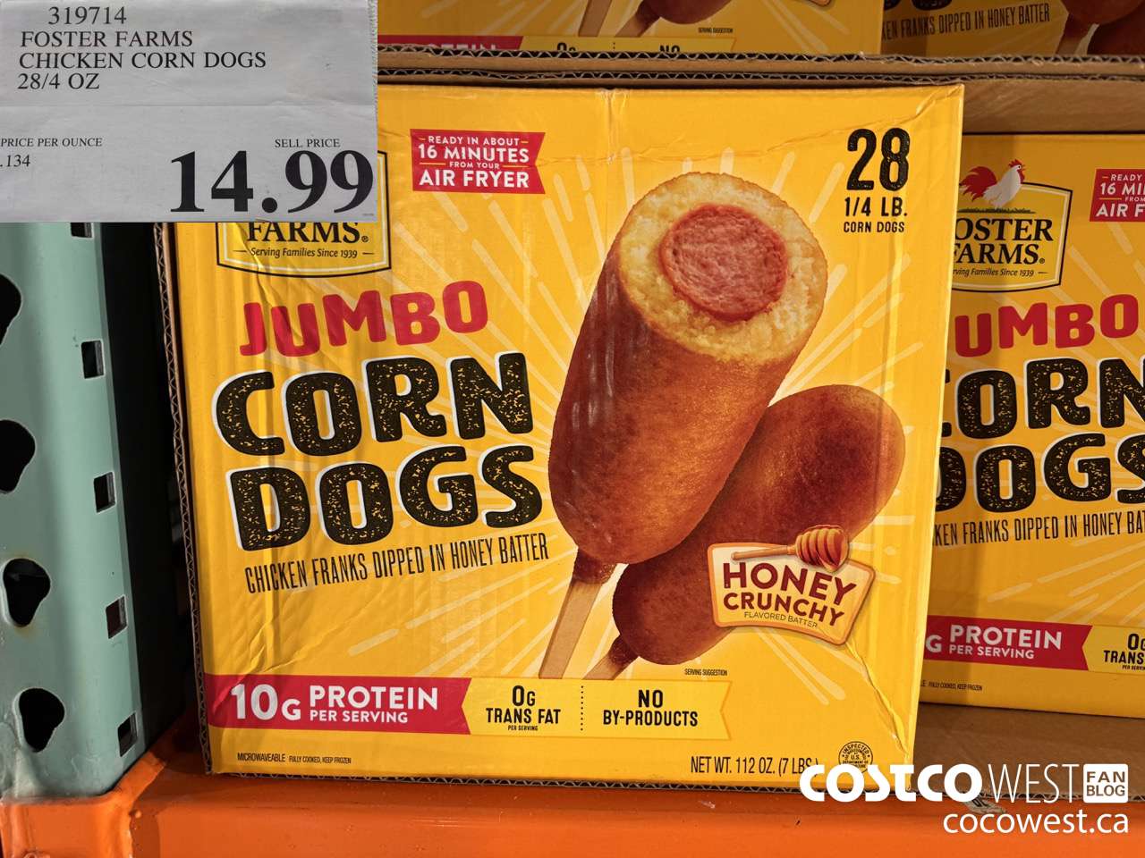 319714 FOSTER FARMS CHICKEN CORN DOGS 28/4 OZ $14.99