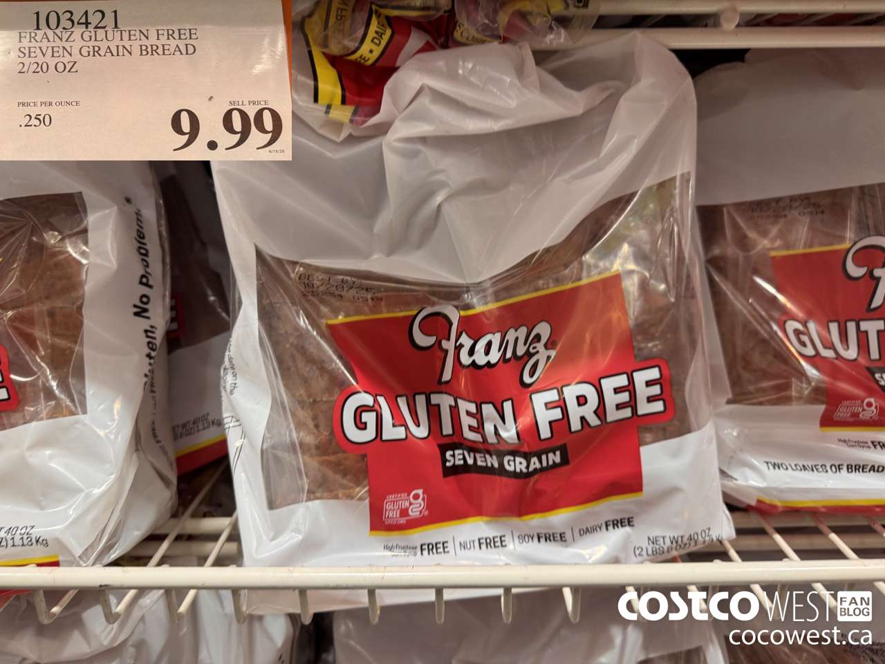 103421 FRANZ GLUTEN FREE SEVEN GRAIN BREAD 2/20 OZ $9.99