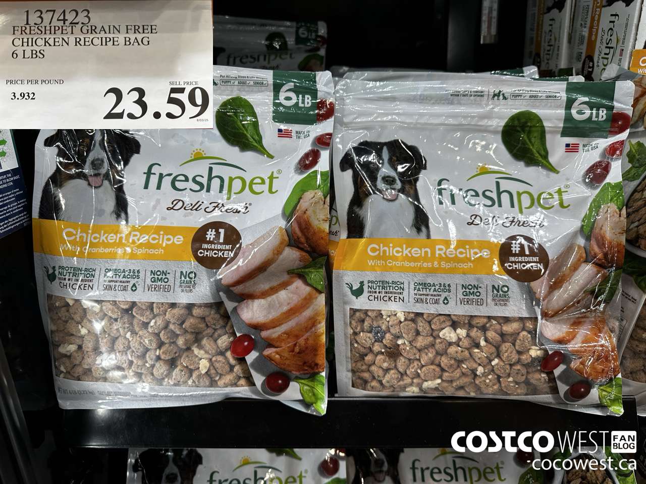 137423 FRESHPET GRAIN FREE CHICKEN RECIPE BAG 6 LBS $23.59