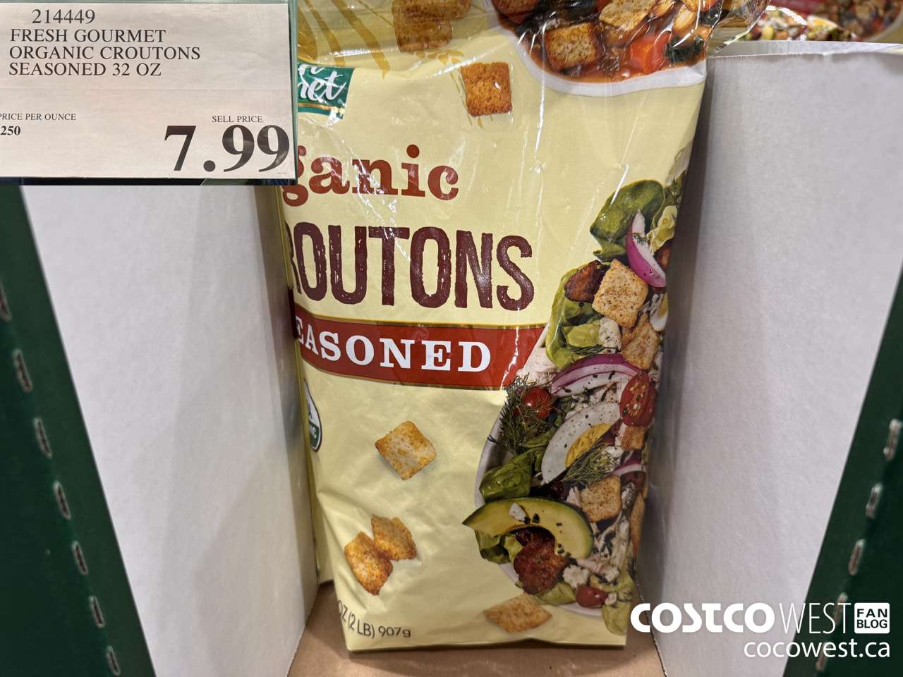 214449 FRESH GOURMET ORGANIC CROUTONS SEASONED 32 OZ $7.99