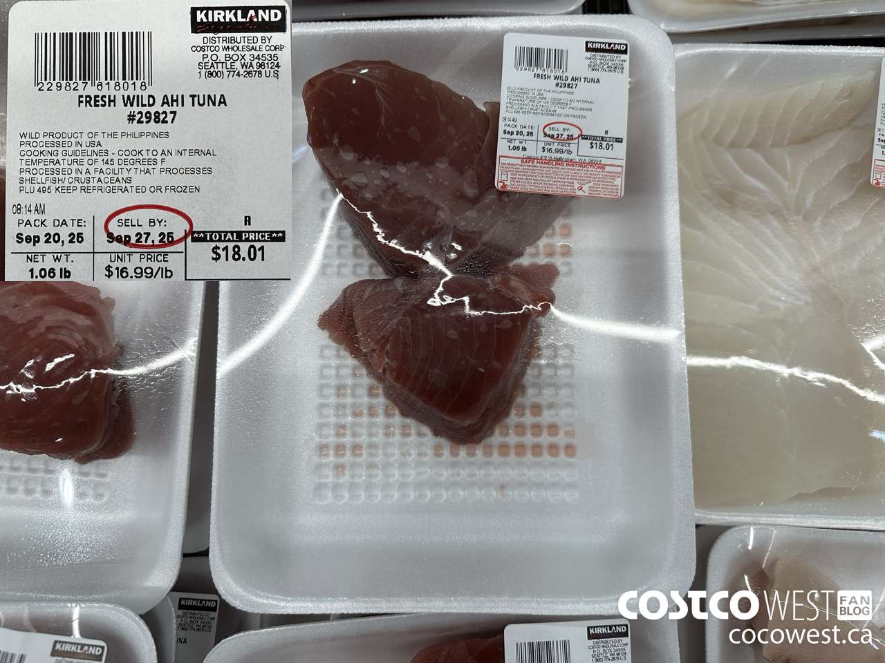 29827 FRESH WILD AHI TUNA PER LB $16.99