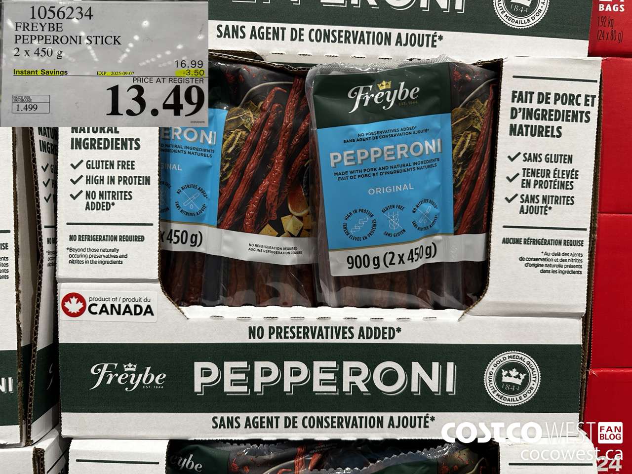 1056234 FREYBE PEPPERONI STICK 2 x 450g ($3.50 INSTANT SAVINGS EXPIRES ON 2025-09-07) $13.49