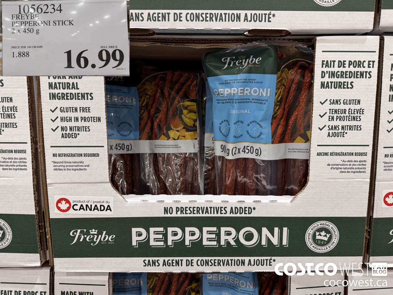 1056234 FREYBE PEPPERONI STICK 2 x 450g $16.99