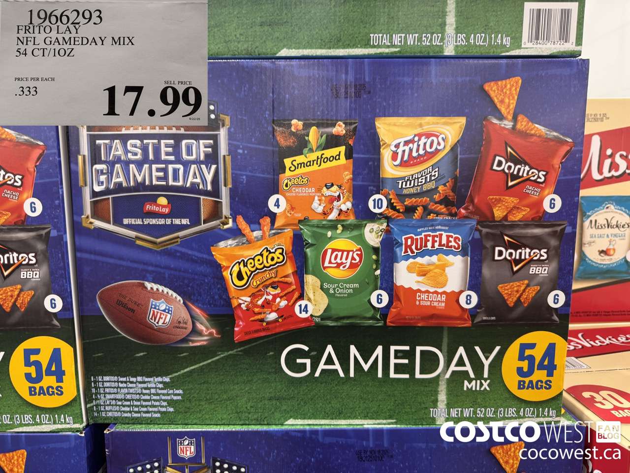 1966293 FRITO LAY NFL GAMEDAY MIX 54 CT/1 OZ $17.99
