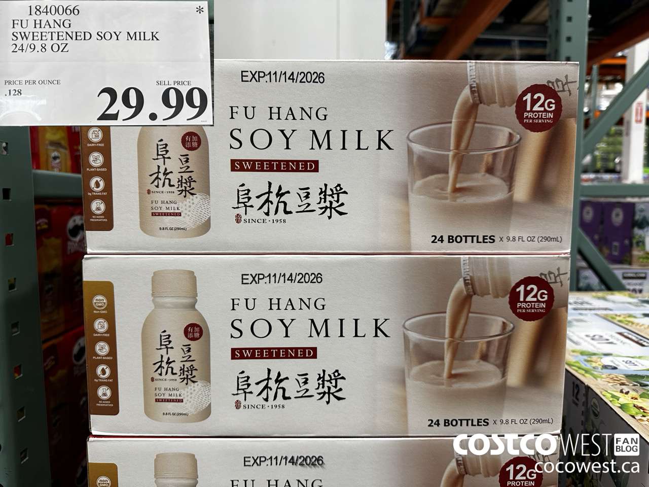 1840066 FU HANG SWEETENED SOY MILK 24/9.8 OZ $29.99