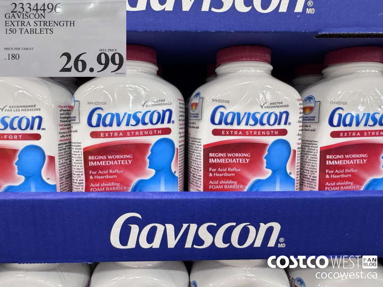 2334496 GAVISCON EXTRA STRENGTH 150 TABLETS $26.99
