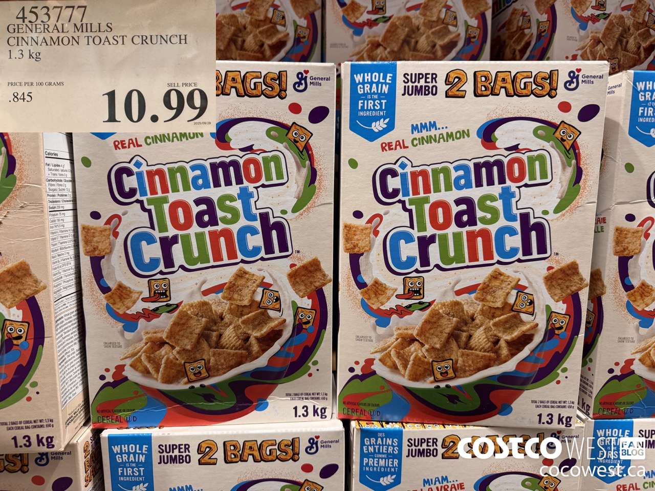 453777 GENERAL MILLS CINNAMON TOAST CRUNCH 1.3 kg $10.99