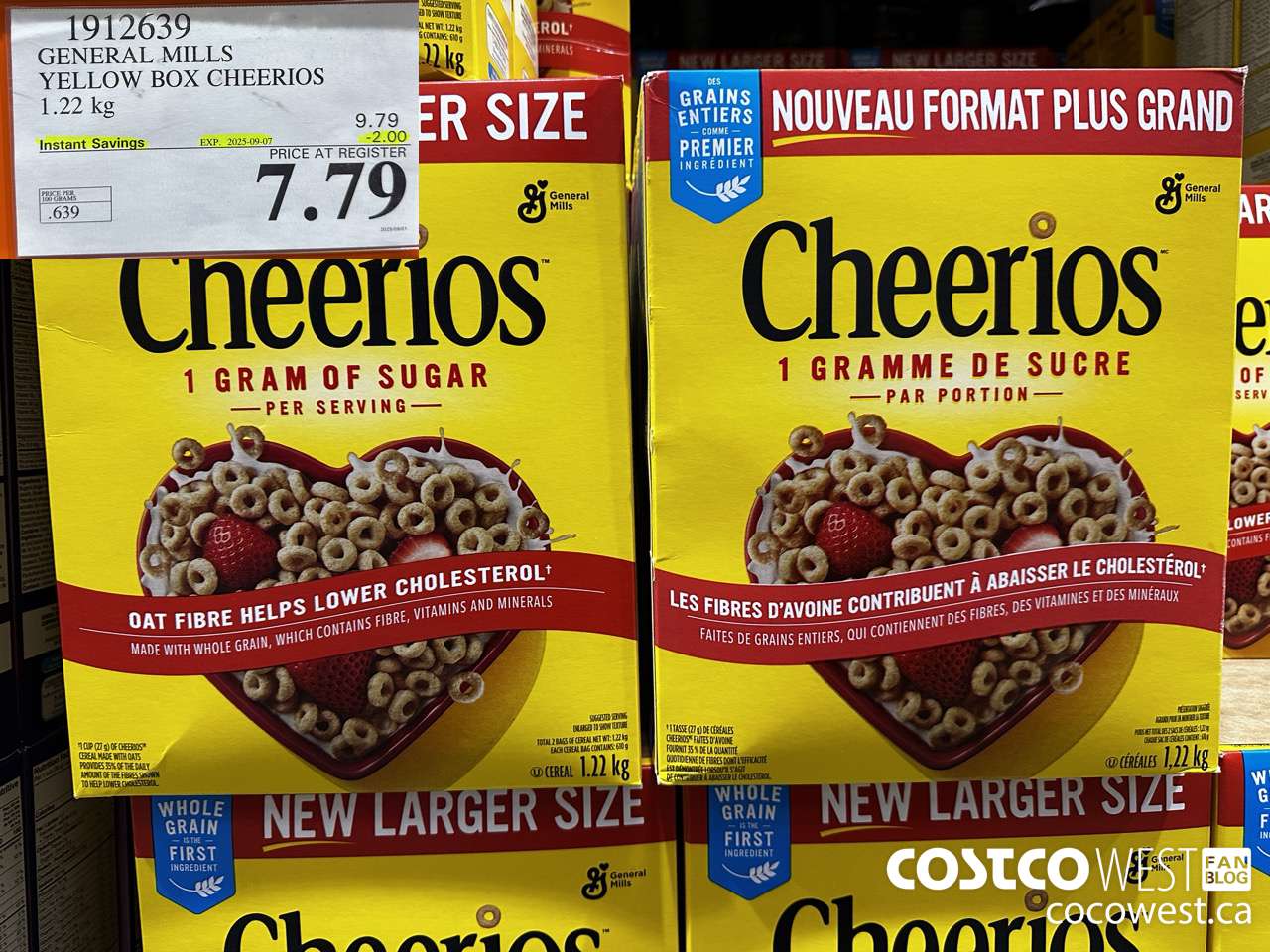 1912639 GENERAL MILLS YELLOW BOX CHEERIOS 1.22KG ($2.00 INSTANT SAVINGS EXPIRES ON 2025-09-07) $7.79